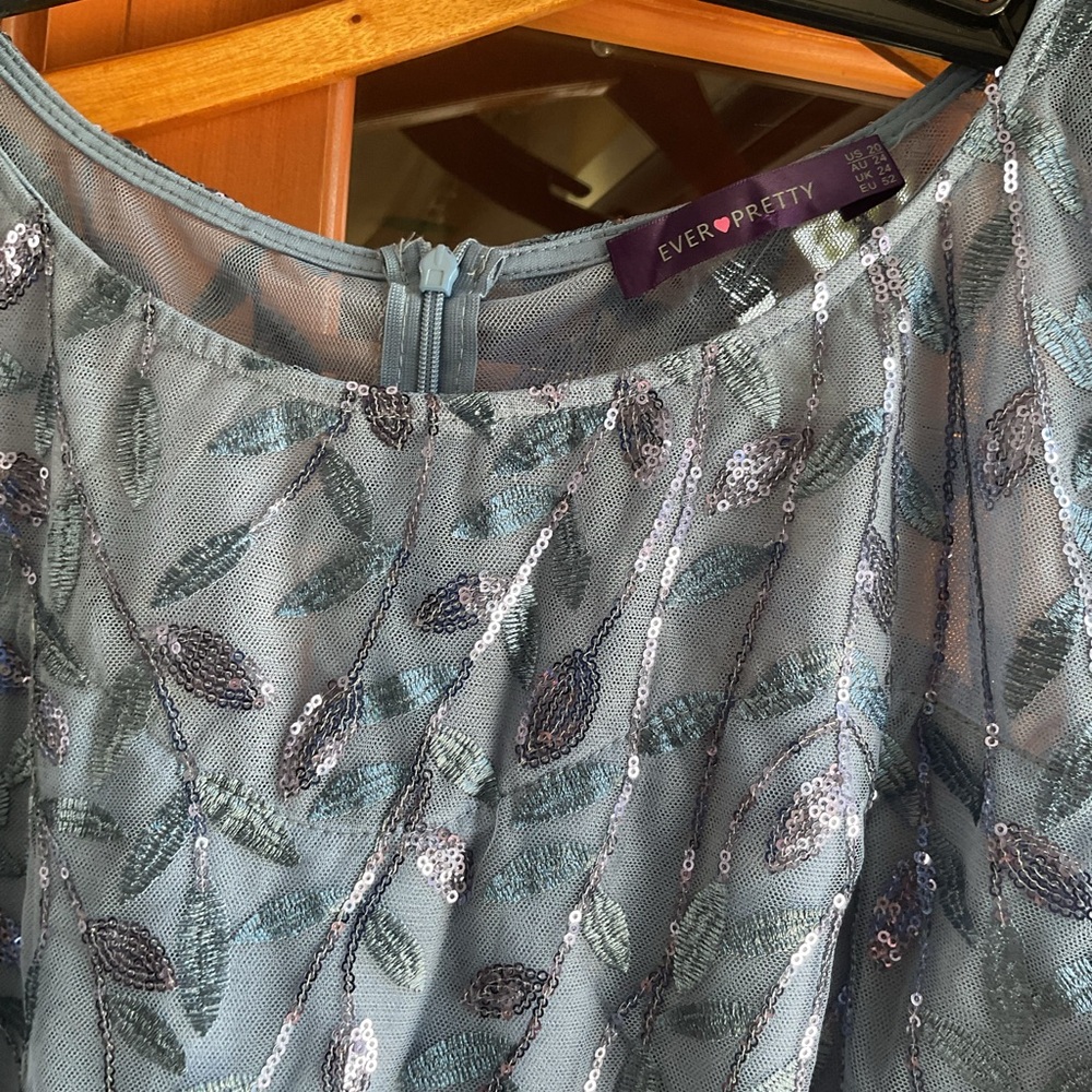 Ever Pretty Light Blue Sequin Leaf Dress